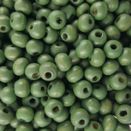 Lot de 500  Perles en bois 6mm de diametre couleur vert kaki