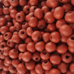 Lot de 250 Perles en bois 6mm de diametre couleur rouge