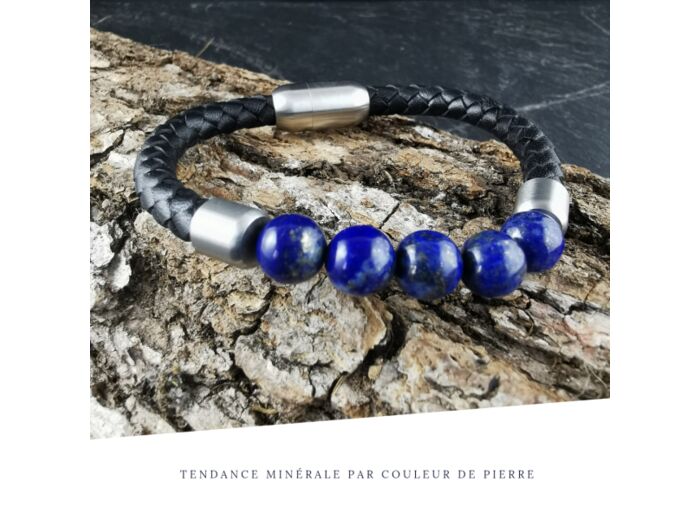 Bracelet Homme Cuir Simple Lapis-Lazuli