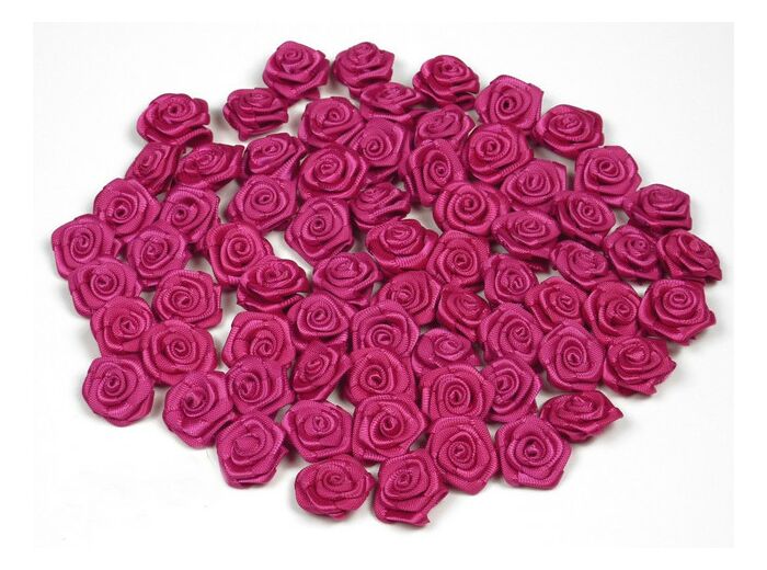 Sachet de 20 petites rose en satin 15 mm FUCHSIA 187