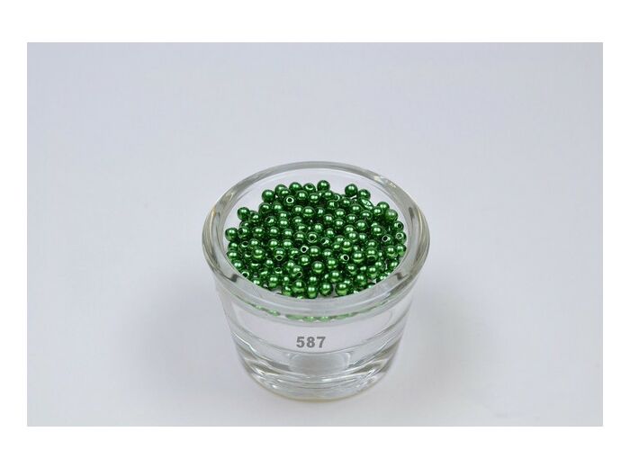 Sachet de 200 petites perles en plastique 4 mm de diametre vert fonce 587