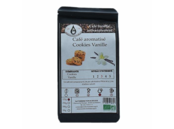 Café aromatisé cookies vanille bio torréfaction artisanale 125g