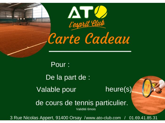 CARTE CADEAU COURS PARTICULIER de TENNIS