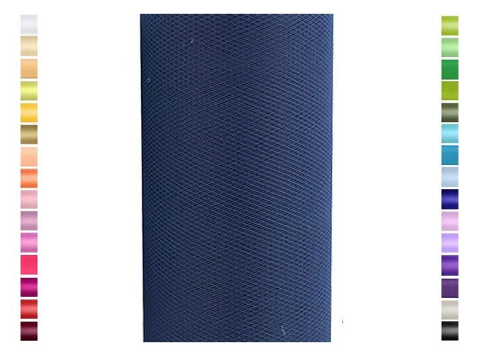 Tulle fin et souple colori Bleu marine de 15 cm de large et 9 m de long vendu en rouleau