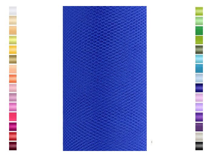 Tulle fin et souple colori Bleu roi de 15 cm de large et 9 m de long vendu en rouleau
