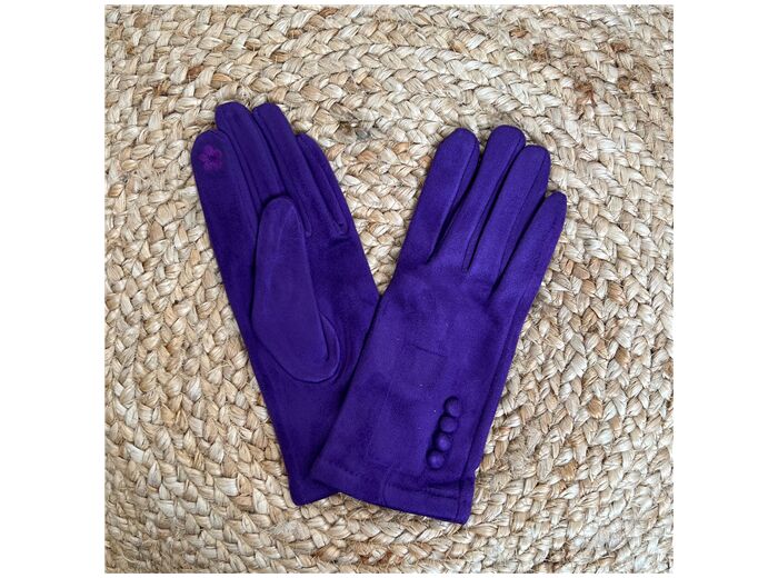 V682- Gants tactiles unis (Tu) (violet)