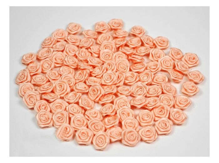Sachet de 20 petites rose en satin 15 mm ABRICOT 714