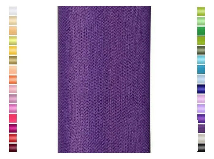 Tulle fin et souple colori violet de 15 cm de large et 9 m de long vendu en rouleau