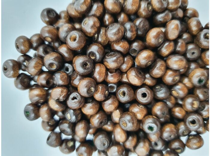 Lot de 500  Perles en bois 6mm de diametre couleur marron fonce