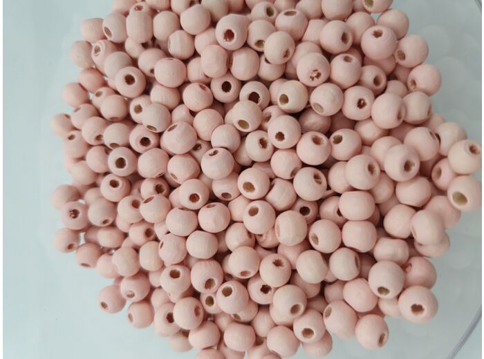 Lot de 500  Perles en bois 6mm de diametre couleur rose coquillage