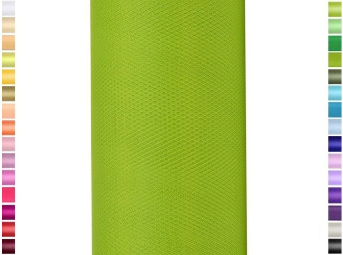 Tulle fin et souple colori vert menthe de 15 cm de large et 9 m de long vendu en rouleau