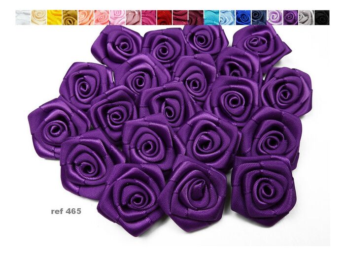 Sachet de 10 roses satin de 3 cm de diametre violet 465