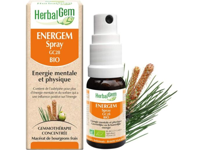 HerbalGem Energem Spray Bio énergie mentale et physique Complexe de Gemmothérapie Tonique 10 ml