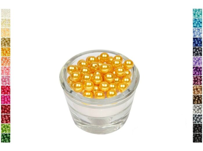 Sachet de 50 perles en plastique 8 mm de diametre or jaune