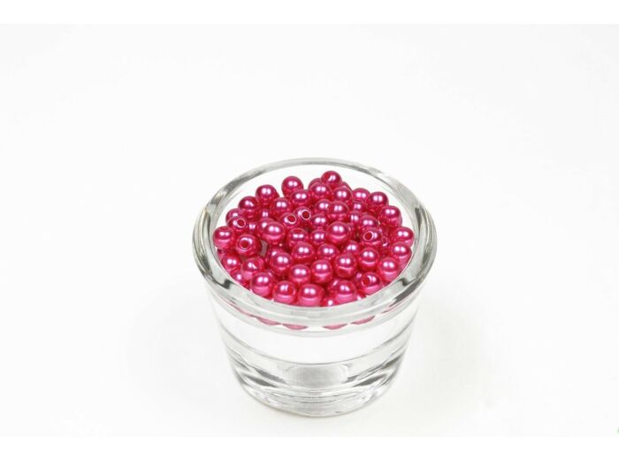 Sachet de 100 petites perles en plastique 6 mm de diametre fuchsia 187