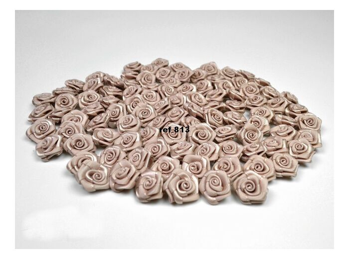 Sachet de 20 petites rose en satin 15 mm CAFE CREME 813