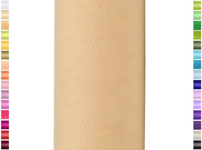 Tulle fin et souple colori sable de 15 cm de large et 9 m de long vendu en rouleau
