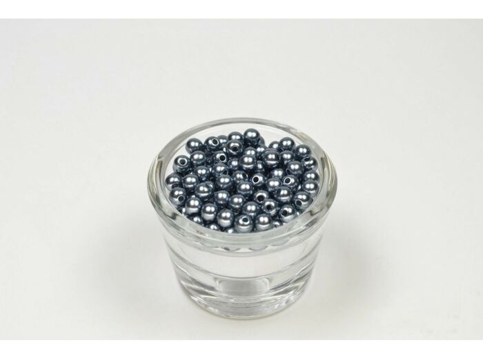 Sachet de 100 petites perles en plastique 6 mm de diametre gris fonce 077