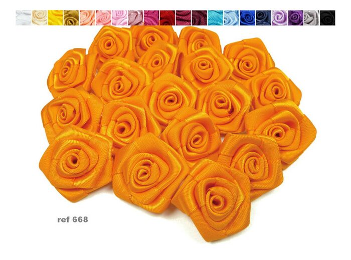 Sachet de 10 roses satin de 3 cm de diametre orange 668