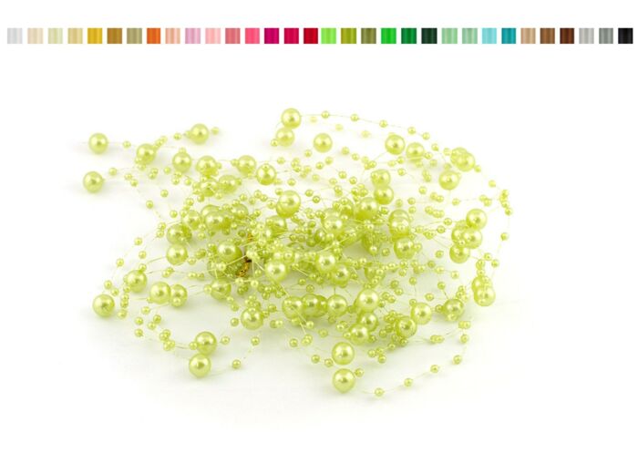 Lot de 5 guirlandes de perles de 1,30m de long chacune vert clair