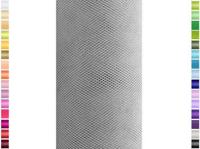 Tulle fin et souple colori gris fonce de 15 cm de large et 9 m de long vendu en rouleau