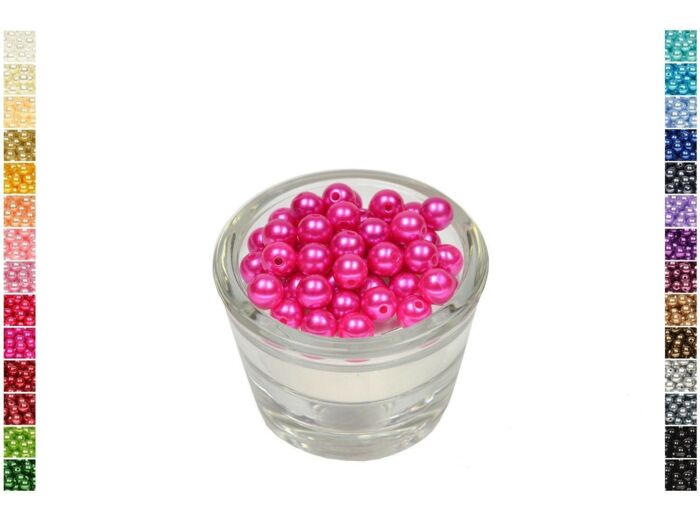Sachet de 50 perles en plastique 8 mm de diametre framboise