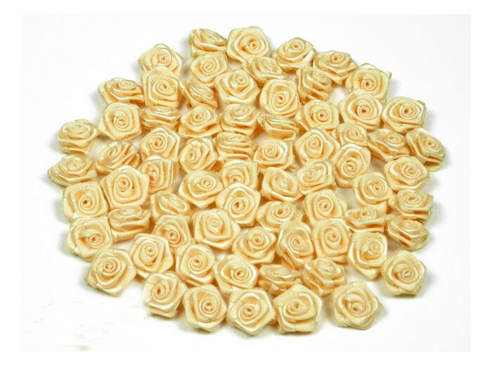 Sachet de 20 petites rose en satin 15 mm BEIGE 824