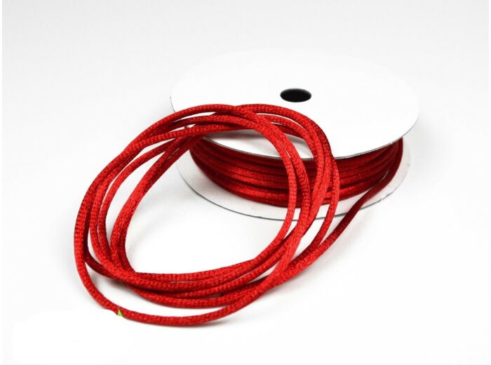 Cordon queue de rat 2 mm d'épaisseur bobine de 10 metres colori rouge
