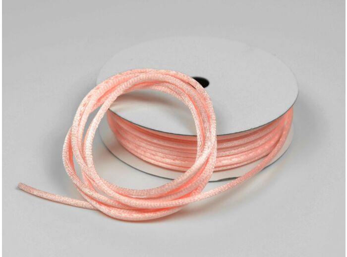 Cordon queue de rat 2 mm d'épaisseur bobine de 10 metres colori rose clair