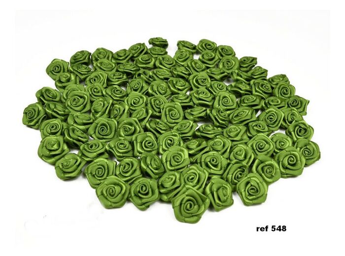 Sachet de 20 petites rose en satin 15 mm VERT MENTHE 548