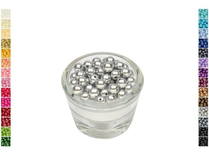 Sachet de 50 perles en plastique 8 mm de diametre gris clair