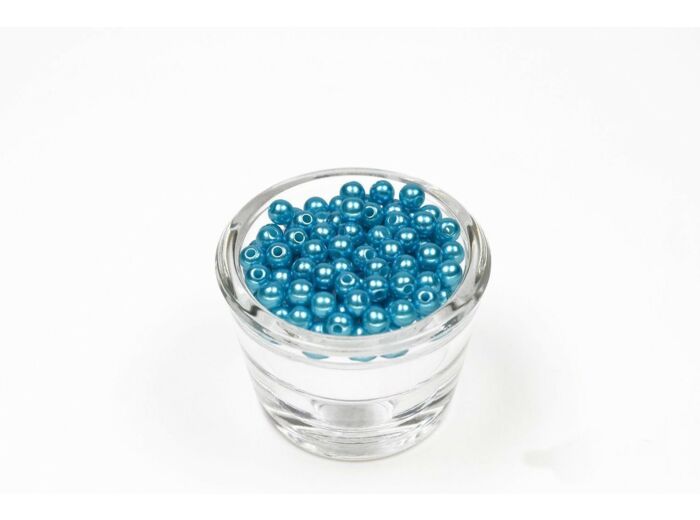 Sachet de 100 petites perles en plastique 6 mm de diametre turquoise fonce 340d