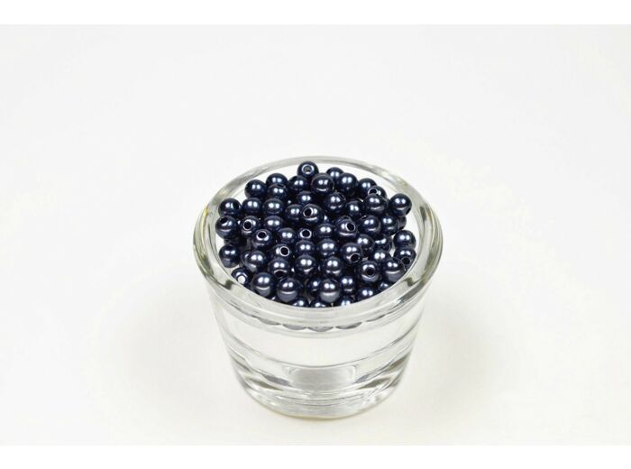 Sachet de 100 petites perles en plastique 6 mm de diametre bleu marine (reflet gris) 370