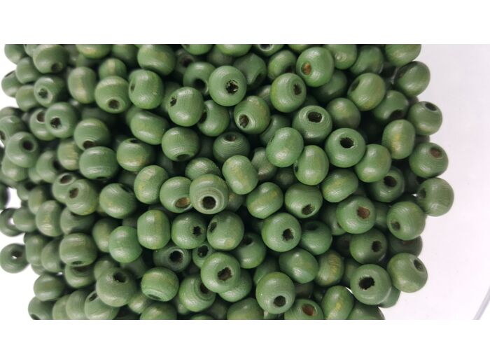 Lot de 250 Perles en bois 6mm de diametre couleur vert kaki