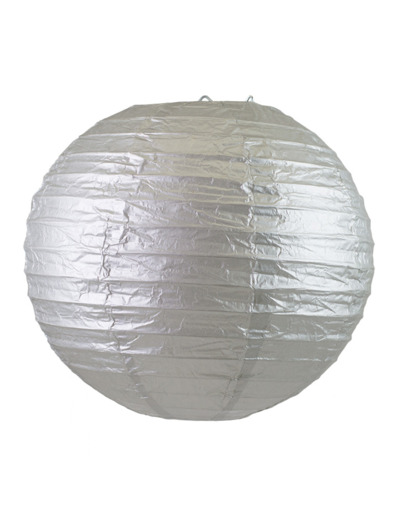 Lampion en papier de soir de 20 cm de diametre Gris metalise