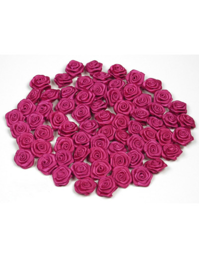 Sachet de 20 petites rose en satin 15 mm FUCHSIA 187