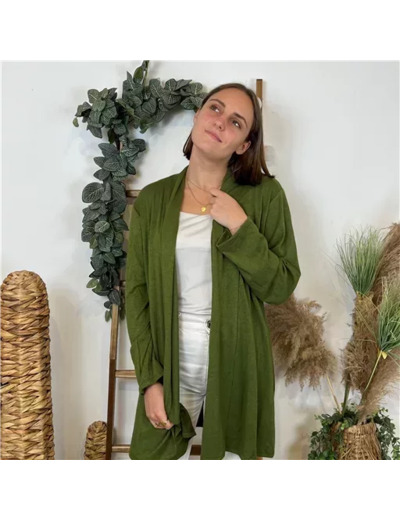 L383- Gilet mi-long (Tu) (vert olive)