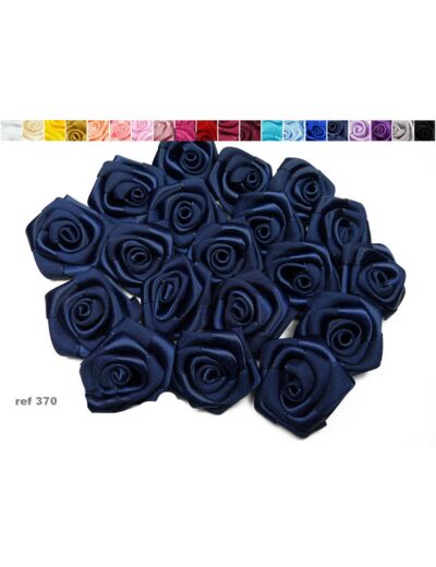 Sachet de 10 roses satin de 3 cm de diametre bleu marine 370
