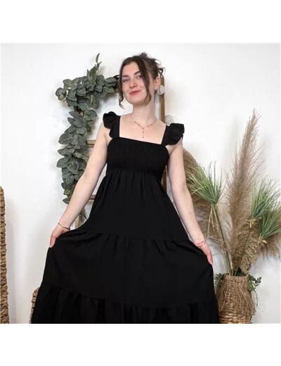 L181- Robe longue Smockée (Tu) 🇮🇹 (noir)