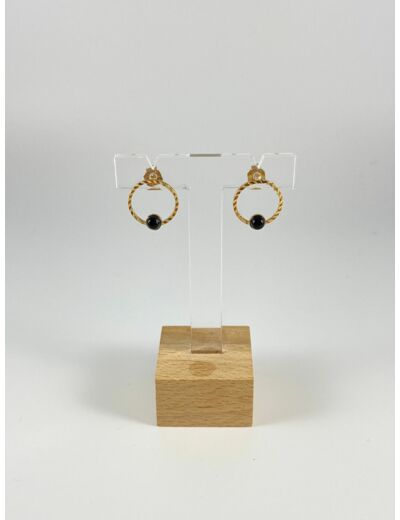 Boucles d'oreilles anneau martelé + pierre 4 - Fabien Ajzenberg