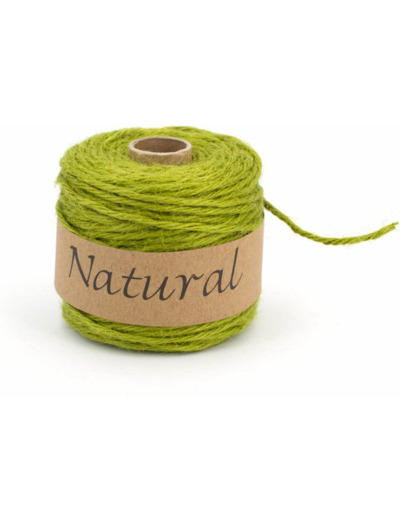 Fil de jute naturel 2 mm x 50 m couleur au choix vert