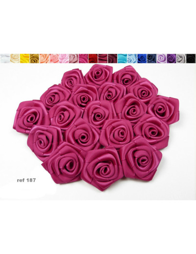 Sachet de 10 roses satin de 3 cm de diametre fuchsia 187