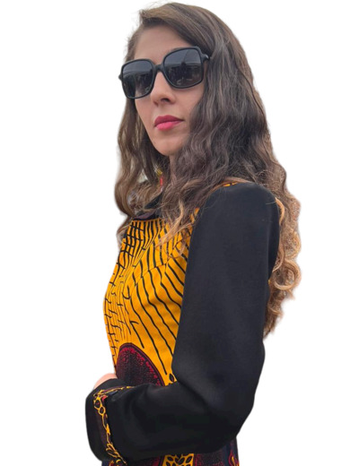 Veste longue en wax jaune chic et tendance pour femme