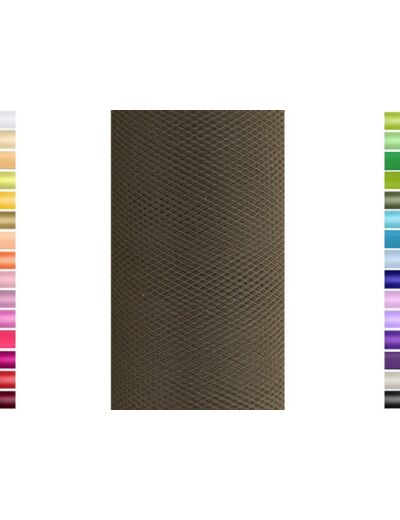 Tulle fin et souple colori Marron fonce de 15 cm de large et 9 m de long vendu en rouleau