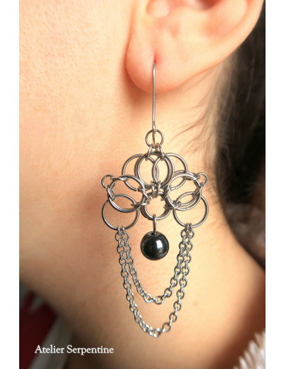 Boucles d'oreilles "ERAS" Hématite