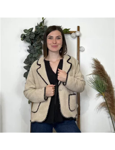 K822- Blazer surpiqué (Tu) 🇮🇹 (beige)