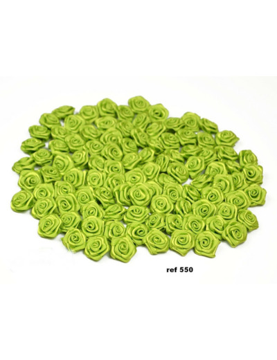 Sachet de 20 petites rose en satin 15 mm VERT 550