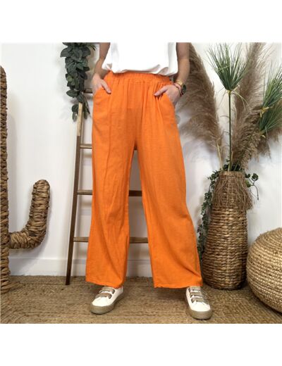 L820- Pantalon Coton uni (T36-T44) 🇮🇹 (orange)