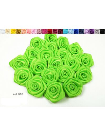 Sachet de 10 roses satin de 3 cm de diametre vert flash 556