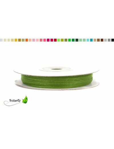 Ruban organza 3mm de large bobine de 50 metres de long vert olive